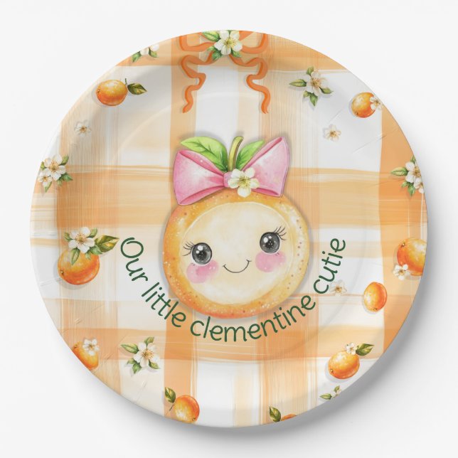 Assiette en papier mignonne Clémentine 9" (Devant)