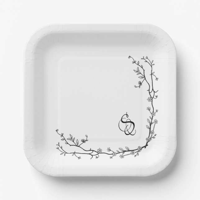 Assiette en papier Monogramme (Recto)