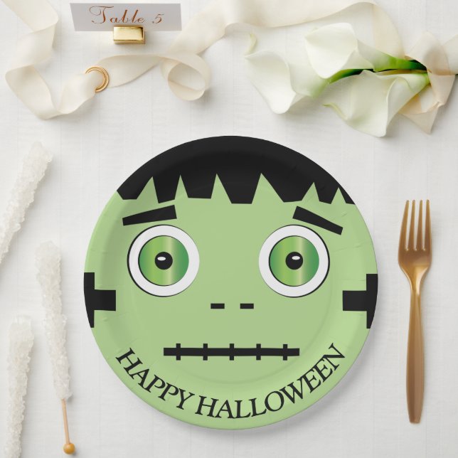 Assiette en papier Monstre d'Halloween (Mariage)