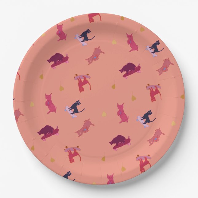 Assiette en papier motif chat (Devant)