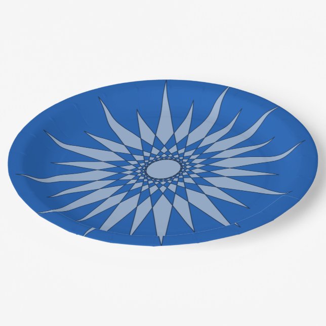 Assiette en papier - Motif étoile en bleu (Angle)