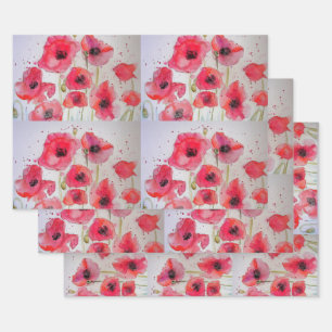 Assiette en papier motif floral Coquelicot