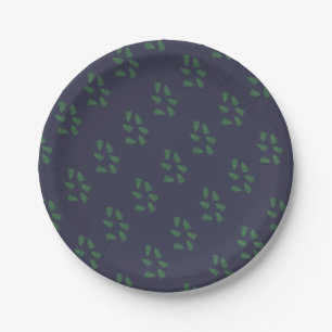 Assiette en papier motif fougère verte Lucky