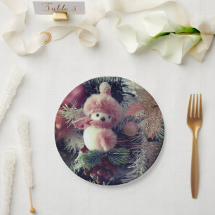 Assiette en papier Noël Bonhomme de neige 