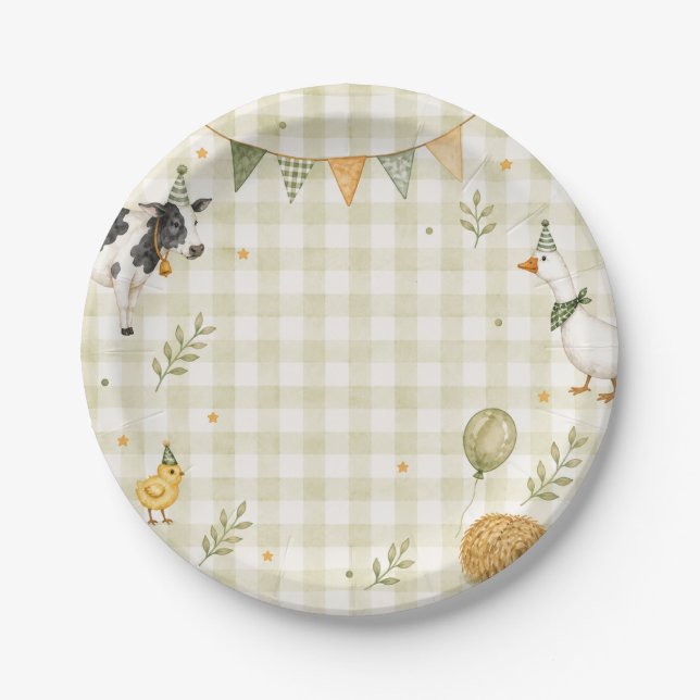 Assiette en papier Oh Deere pour anniversaire 7"  (Devant)