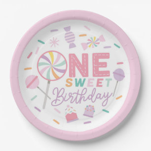 Assiette en papier 'One Sweet Birthday' 9"