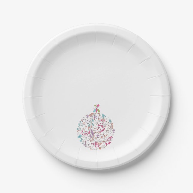 Assiette en papier Ornement de Noël (Devant)