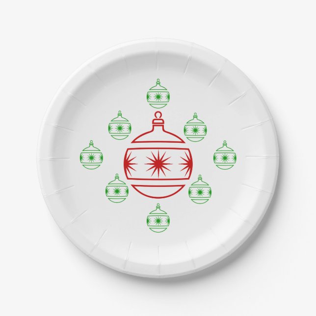 Assiette en papier - Ornements d'arbre de fêtes (Devant)