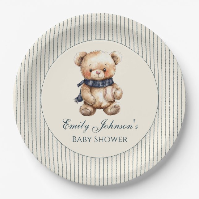 Assiette en papier Ourson mignon (Devant)