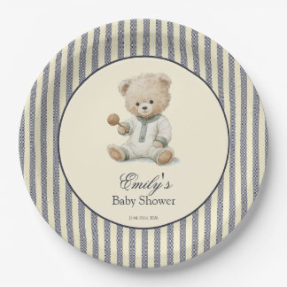Assiette en papier Ourson pour Baby Shower Classiq