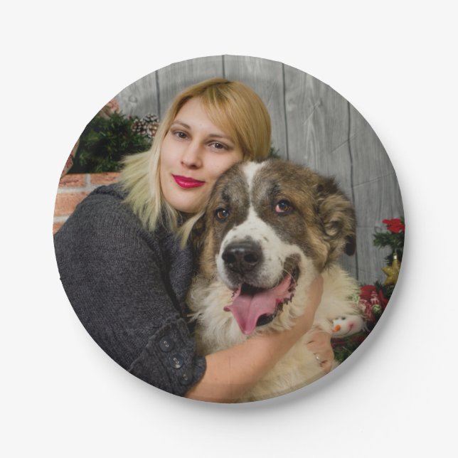 Assiette en papier personnalisable avec photo pers (Devant)