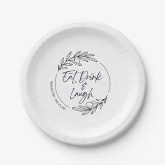 Assiette en papier personnalisée "Manger, boire et