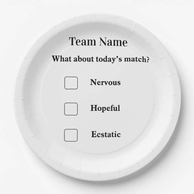Assiette en papier personnalisée pour match de foo (Devant)