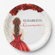 Assiette en papier personnalisée pour Quinceañera 