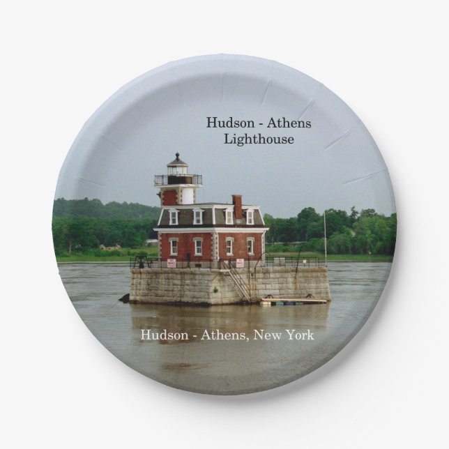 Assiette en papier phare de Hudson Athens (Devant)