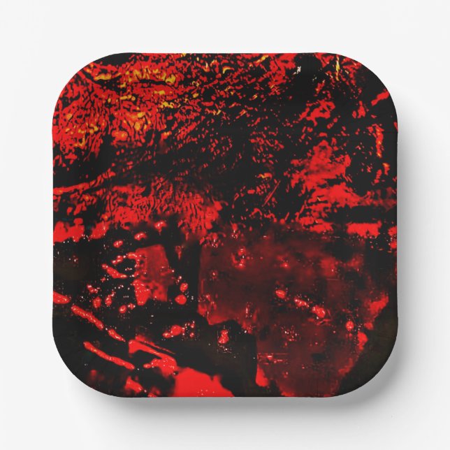 assiette en papier plastique recyclé rouge texture (Recto)
