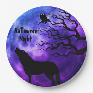Assiette en papier pleine lune de la nuit d'Hallow