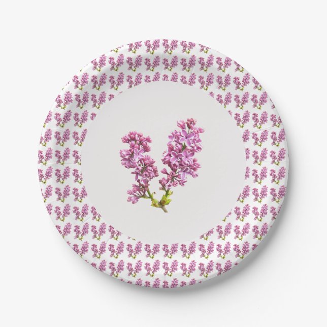 Assiette en papier - Plusieurs lilas (vers. 2) (Devant)