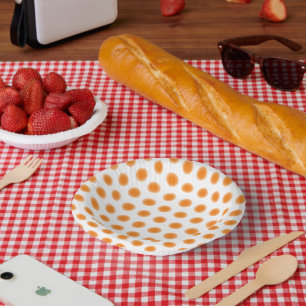 Assiette en papier - Points orange avec des bords