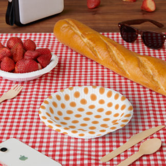 Assiette en papier - Points orange avec des bords 
