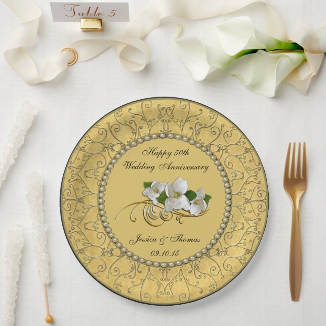 Assiette en papier pour 50e anniversaire de mariag (Mariage)