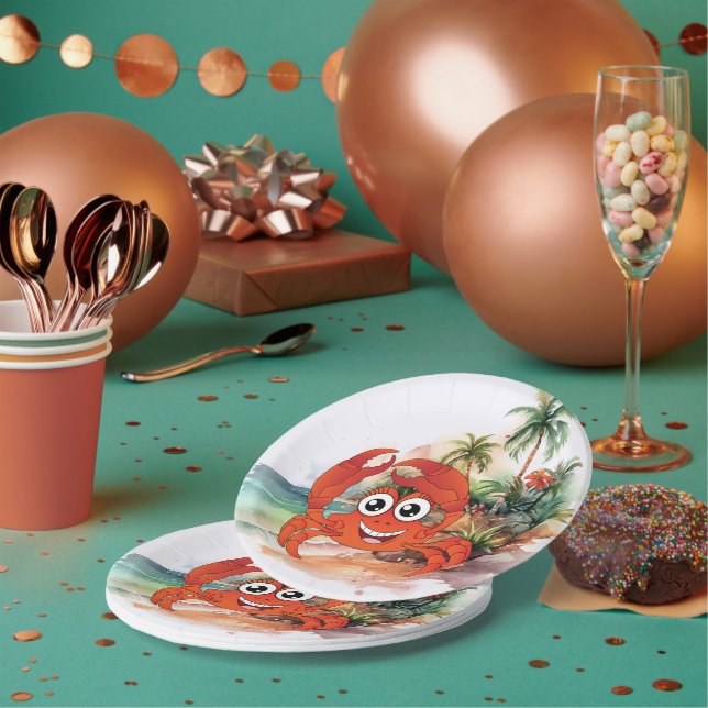 assiette en papier pour amateurs de crabes de plag (Multi)