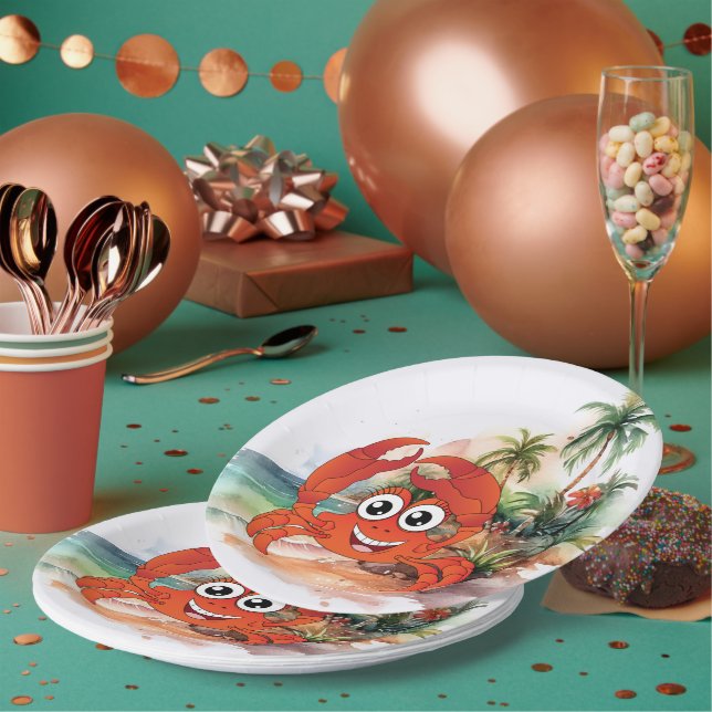 assiette en papier pour amateurs de jolis crabes d (Multi)