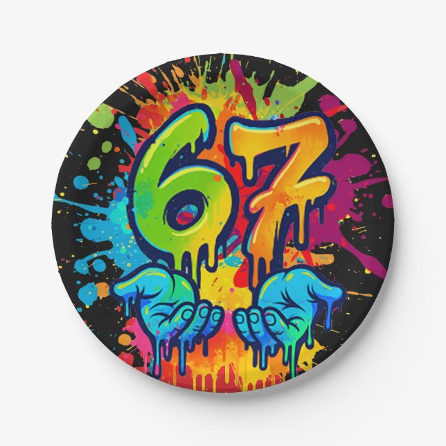 Assiette en papier pour anniversaire de fille six  (Devant)