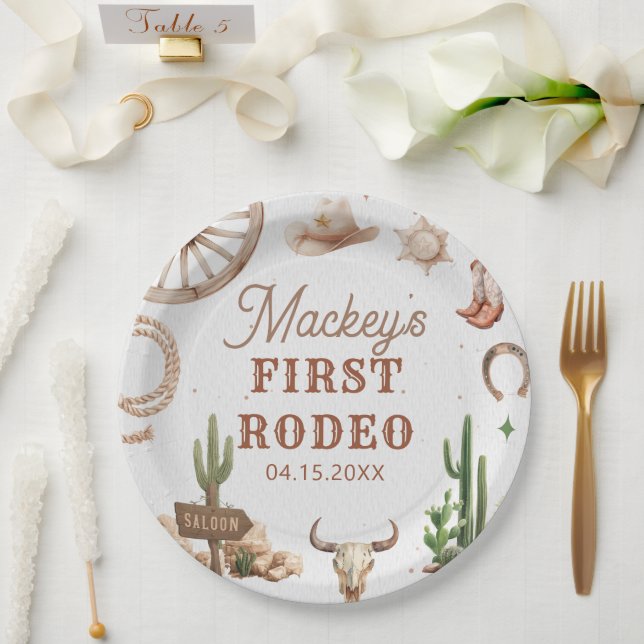 Assiette en papier pour anniversaire de rodéo de c (Mariage)