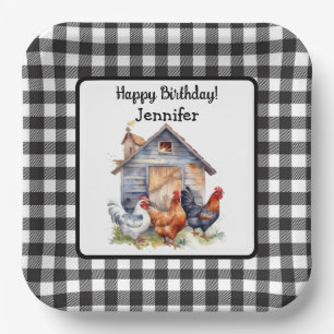 Assiette en papier pour anniversaire de style ferm