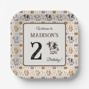Assiette en papier pour anniversaire de vache Anim