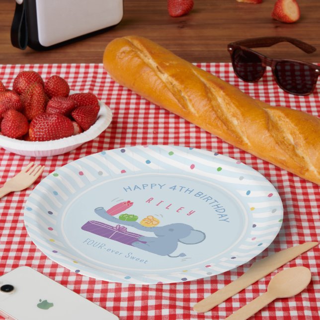Assiette en papier pour anniversaire Éléphant au l (Pique-nique)