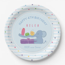 Assiette en papier pour anniversaire Éléphant au l