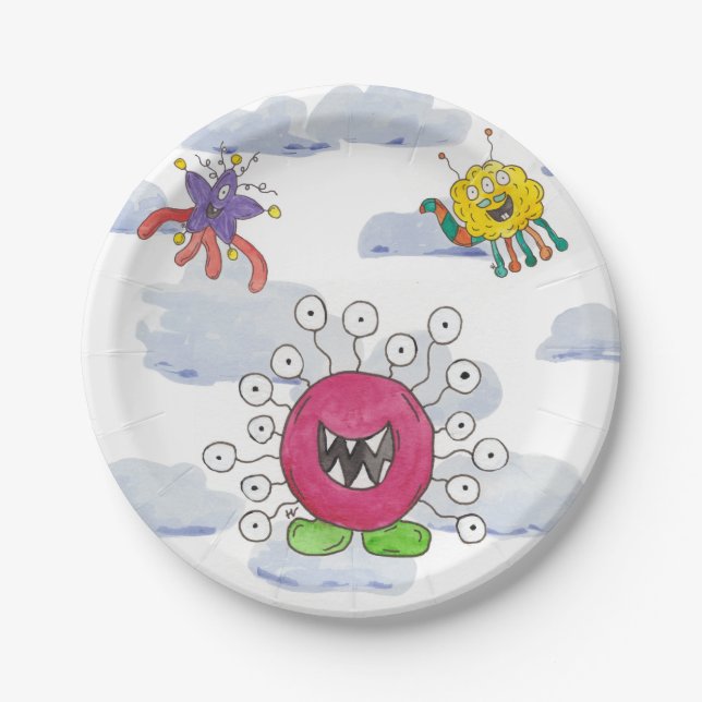 Assiette en papier pour anniversaire Monster Bash  (Devant)