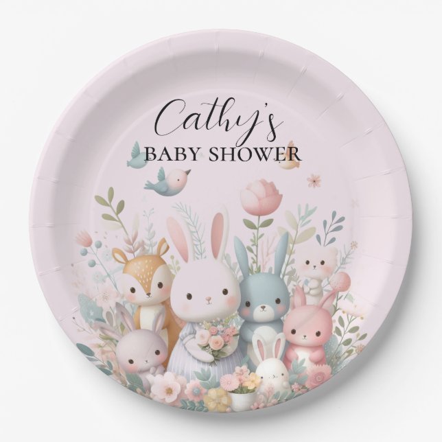 Assiette en papier pour Baby Shower avec Animaux M (Devant)