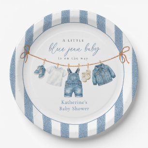 Assiette en papier pour Baby Shower "Bébé en Jean 