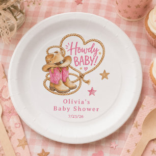 Assiette en papier pour Baby Shower Cowgirl
