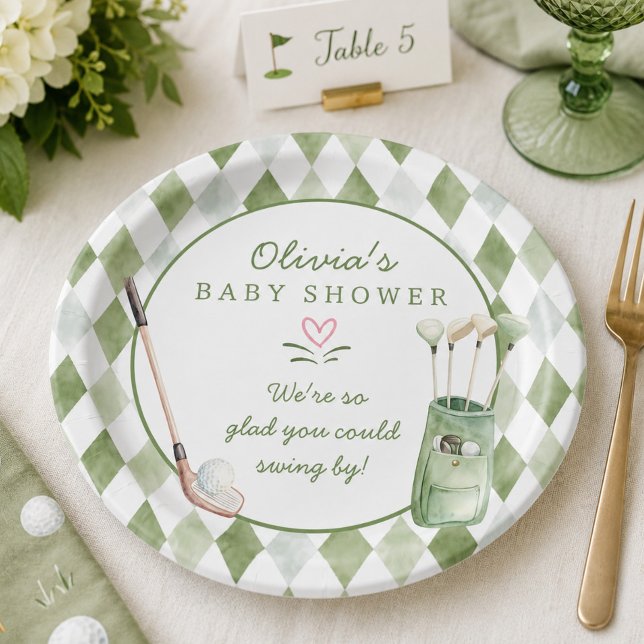 Assiette en papier pour Baby Shower Golf (Créateur téléchargé)