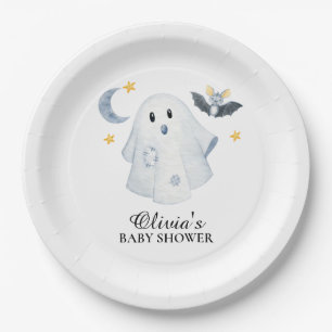 Assiette en papier pour Baby Shower Halloween Ghos