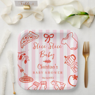 Assiette en papier pour Baby Shower italien Slice
