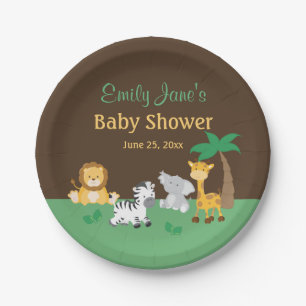 Assiette en papier pour Baby Shower Jungle Safari 