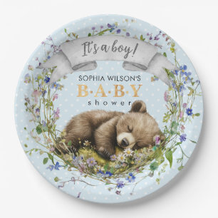 Assiette en papier pour Baby Shower Ourson de la F