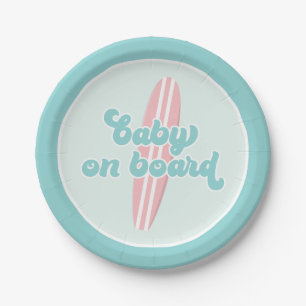 Assiette en papier pour Baby shower Rose Baby sur