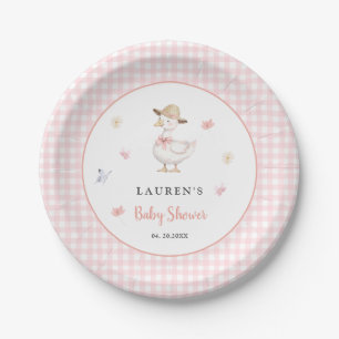 Assiette en papier pour baby shower rose Silly Goo