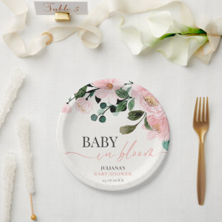 Assiette en papier pour baby shower Soft Floral