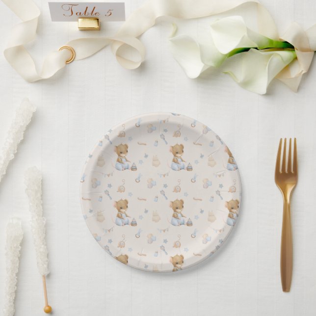 Assiette en papier pour Baby Shower Souris Mignonn (Mariage)