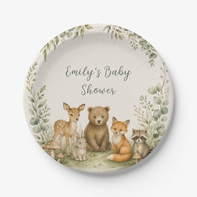 Assiette en papier pour Baby Shower sur le thème d (Devant)