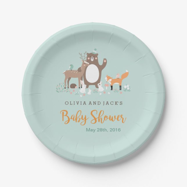 Assiette en papier pour Baby Shower sur le thème d (Devant)