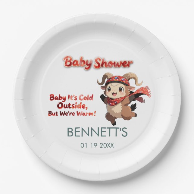 Assiette en papier pour Baby Shower sur le thème d (Devant)