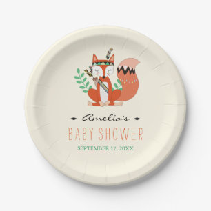 Assiette en papier pour Baby Shower Tribal Woodlan